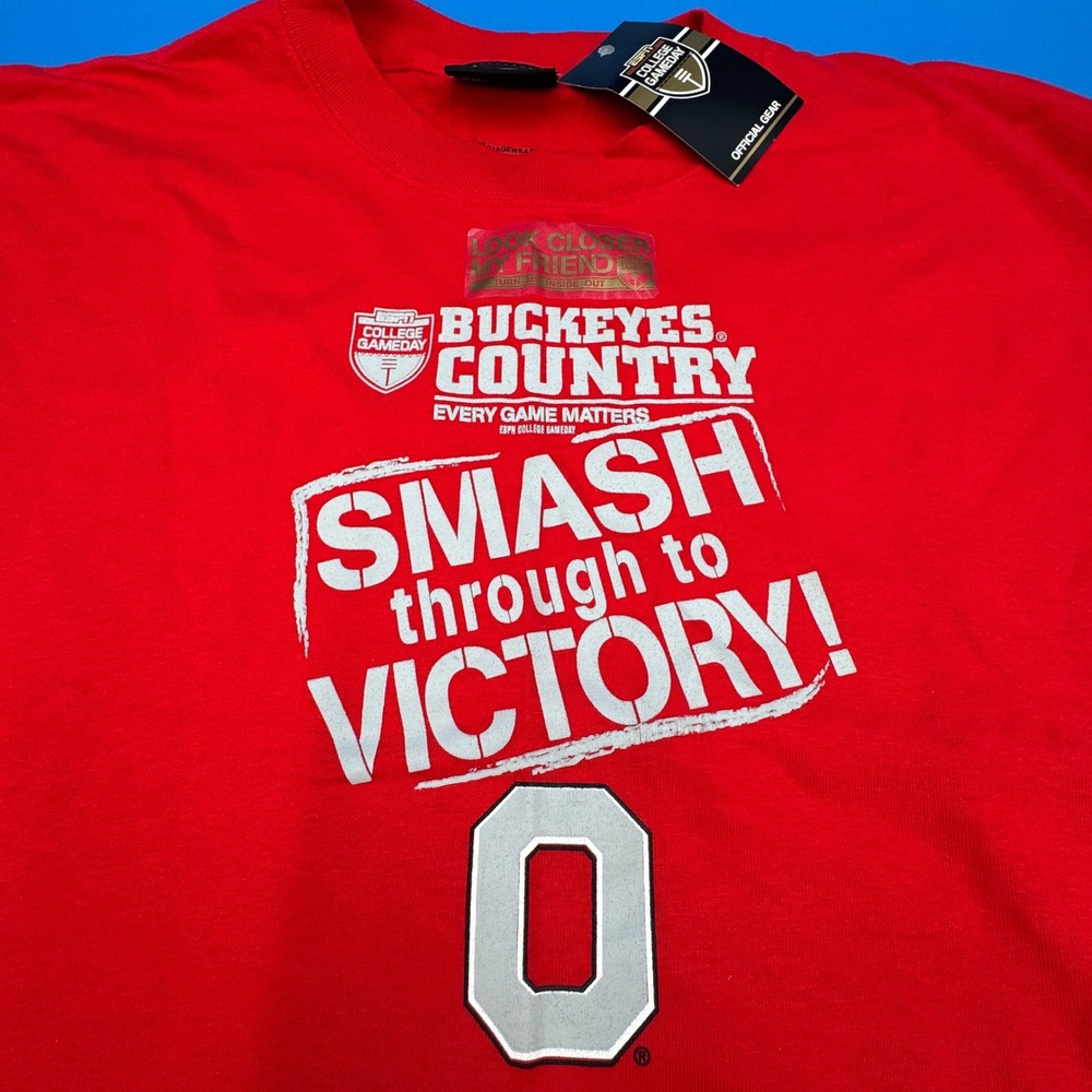 ESPN College Gameday Ohio State Buckeyes Smash Victory Red T-Shirt Mens 2XL NWT